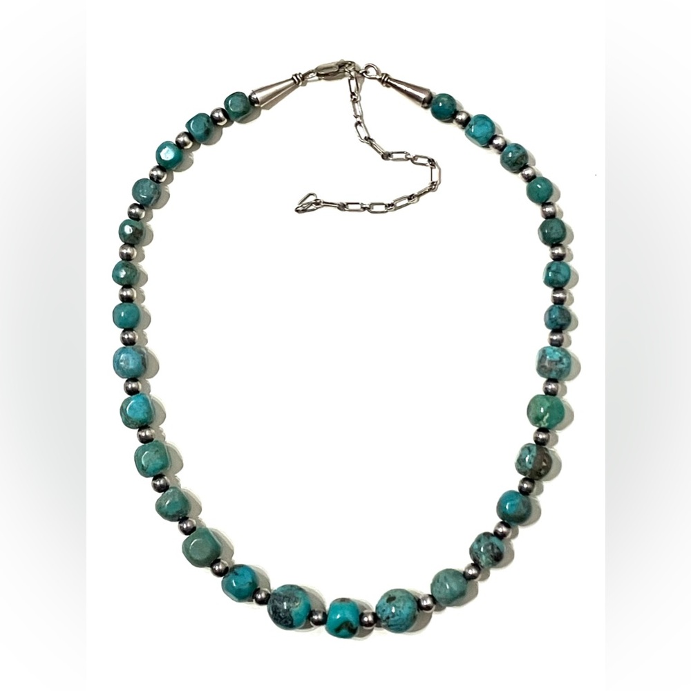 Sterling Natural Turquoise Beads Southwest Necklace 16” - 20”